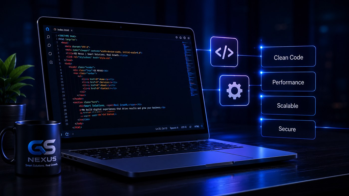 Website development clean code laptop visual