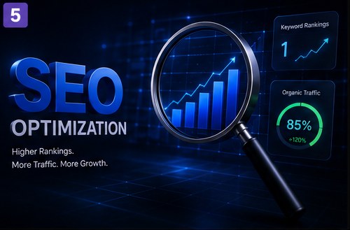 SEO optimization ranking and traffic growth visual